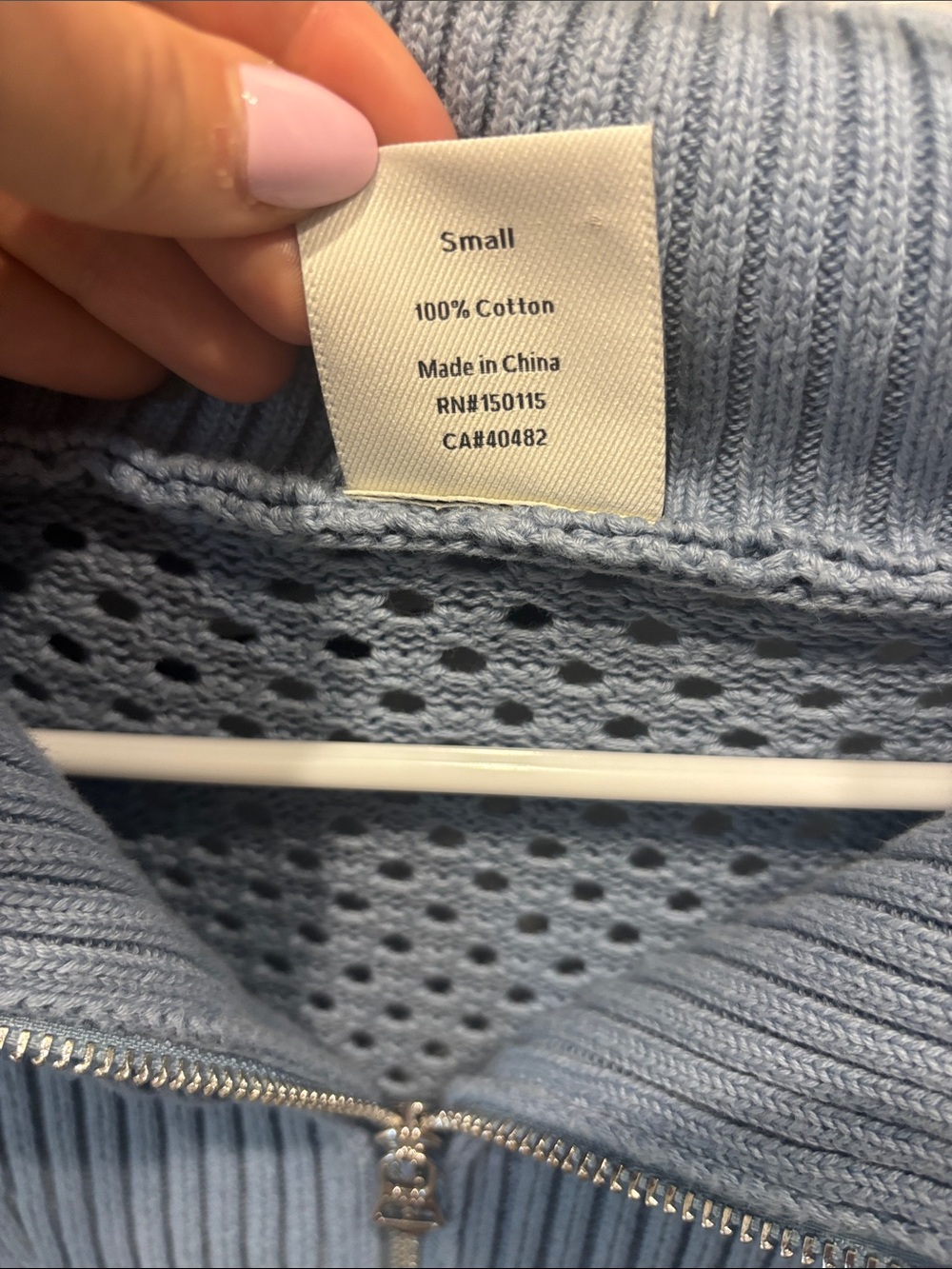 Varley Dusty Blue Knit Sleeveless Half-Zip Pullover - Picture 3 of 3